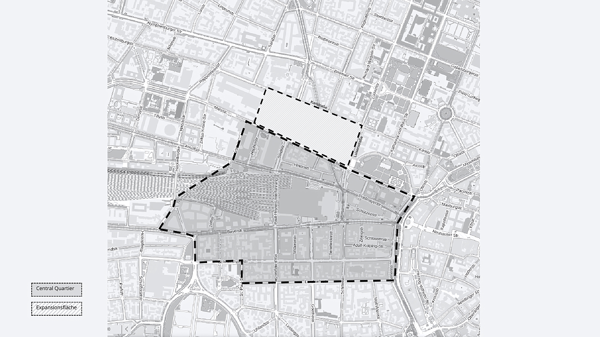 So ist das Central Quartier räumlich abgegrenzt: Core-Bereich und Expansionsfläche