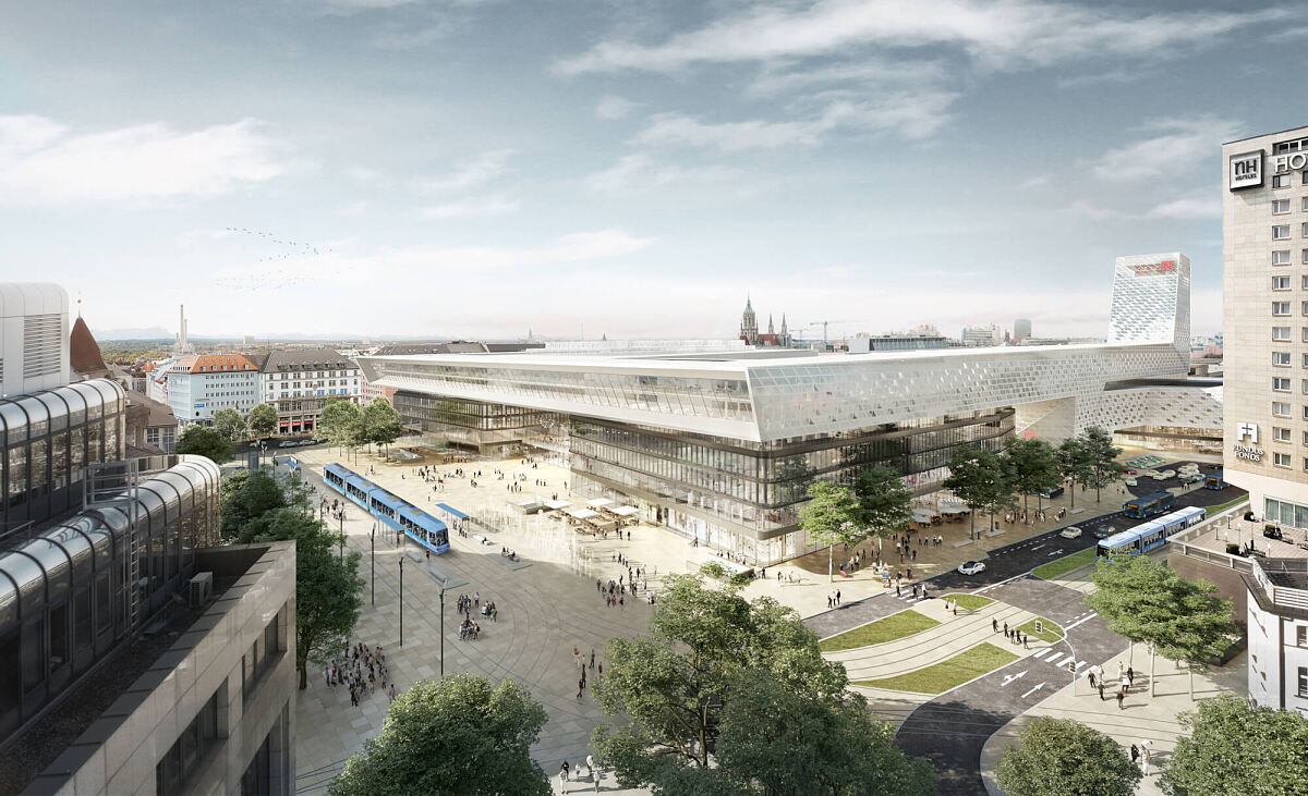 Der neue Hauptbahnhof München aus Blickrichtung Elisenhof