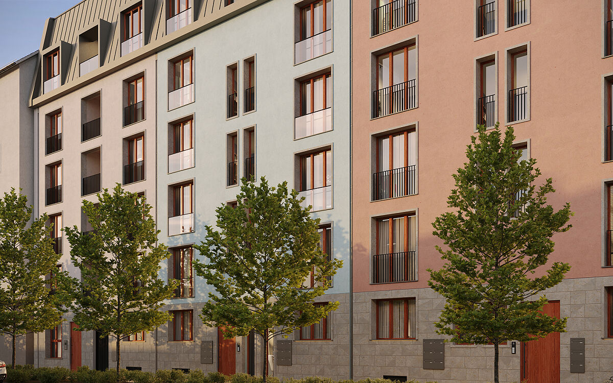 Visualisierung Haus A des Projekts NUMO in Sachsenhausen der City 1 Group