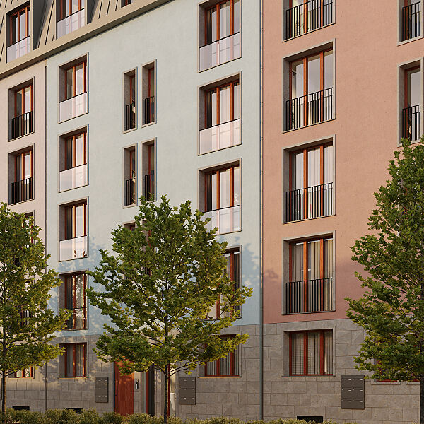 Visualisierung Haus A des Projekts NUMO in Sachsenhausen der City 1 Group