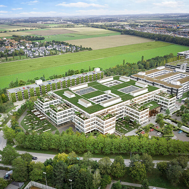 Erstes Immune Office, am besten vernetztes Gebäude im Raum München und Enabler der Energiewende mit 760 potenziellen E-Parkplätzen.