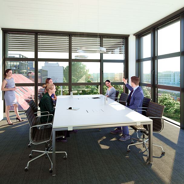 Meetingräume für Ideen mit echter Weitsicht: Das i3 auf dem iCampus im Werksviertel ermöglicht seinen Nutzern Konferenzen im Meetingraum aber auch auf der Dachterrasse.