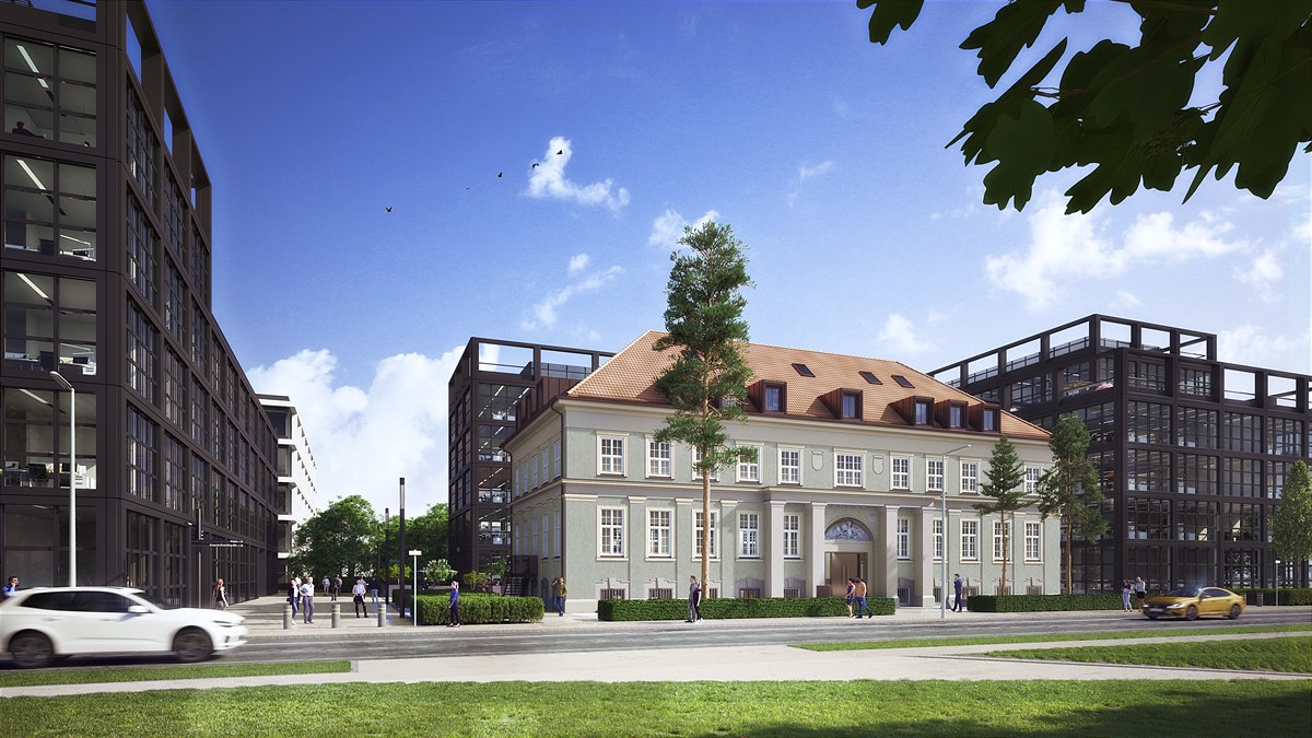 Die i1-Rhenania Villa bildet das Eingangstor zum iCampus im Werksviertel an der Friedenstraße