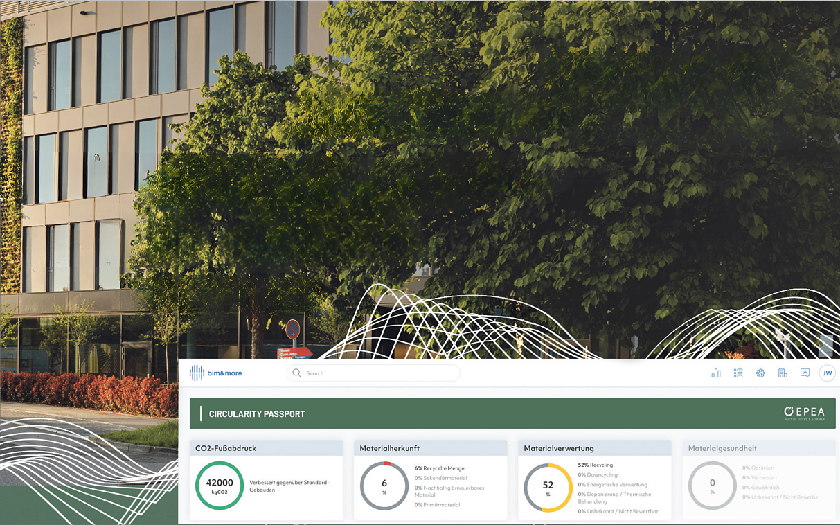 Mit dem BIM & More-Plugin lassen sich auf Knopfdruck BIM-basierte Building Circularity Passports® erstellen