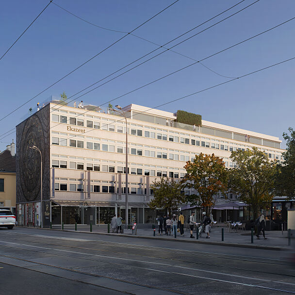 In Block A wird die Fassade optimiert und stellenweise ganz erneuert. Im obersten Geschoss soll entlang der Fassade teilweise begrünt werden.