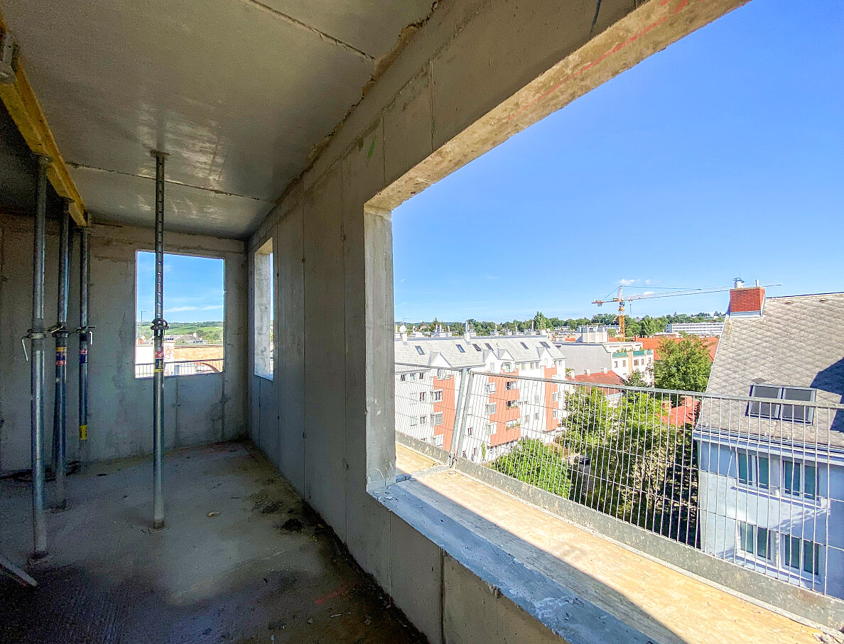 Große Fensterfronten im Kh:Ek:51 sorgen für Lichtdurchflutung und bieten den Bewohnern einen herrlichen Ausblick (hier aus der Küche)