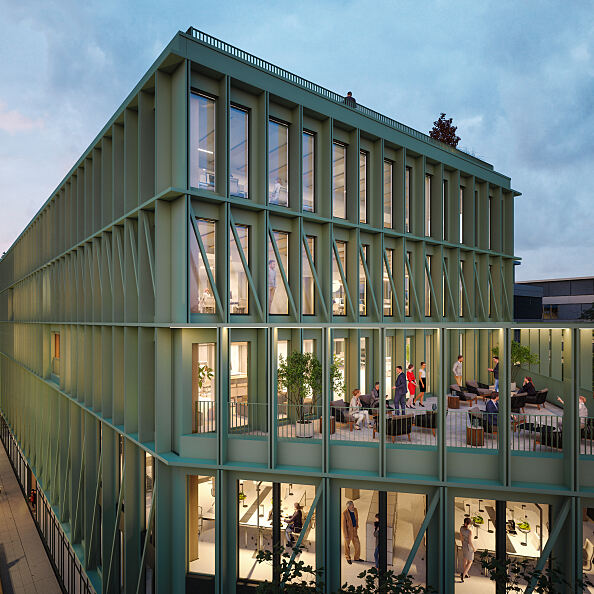 i8 auf dem iCampus im Werksviertel: Dachterrasse über dem Schiffsbug 