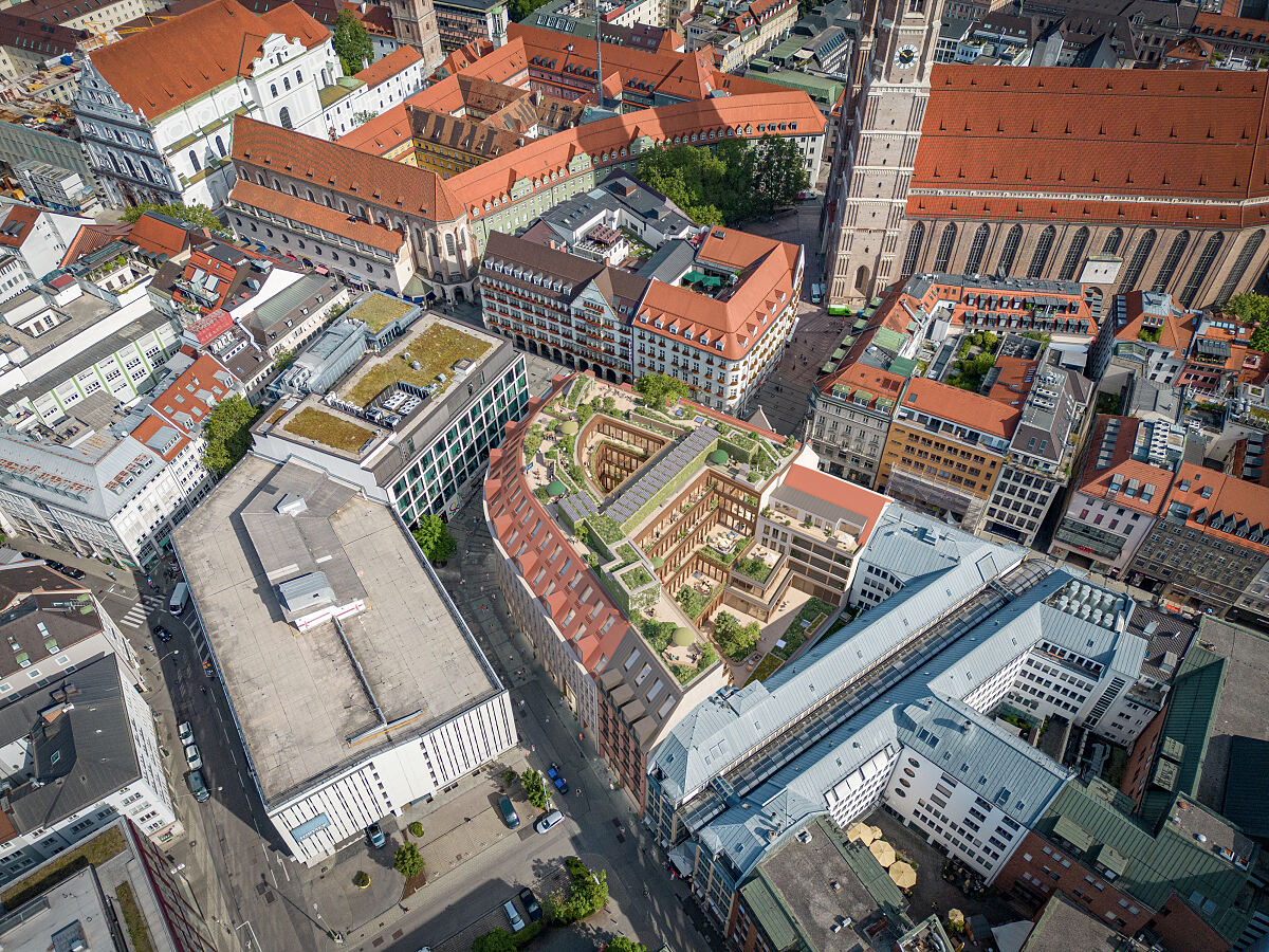 Architektonische Harmonie: Die Gestaltung des AIM passt sich harmonisch an das historische Stadtbild an, Kaufingerstr. 13