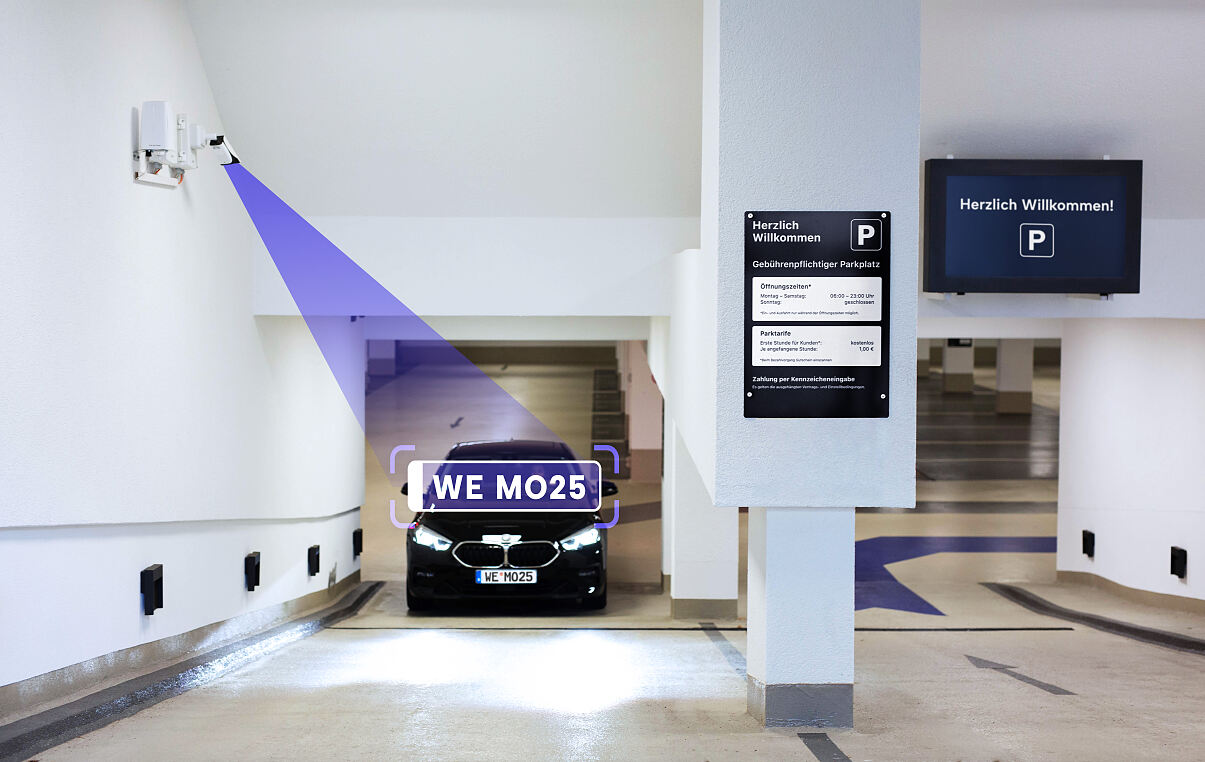 Automatischer Check-out beim Verlassen: Die KI-basierte Plattform erkennt das Fahrzeug bei der Ausfahrt – kein Suchen nach dem Parkticket, keine defekte Schranke.