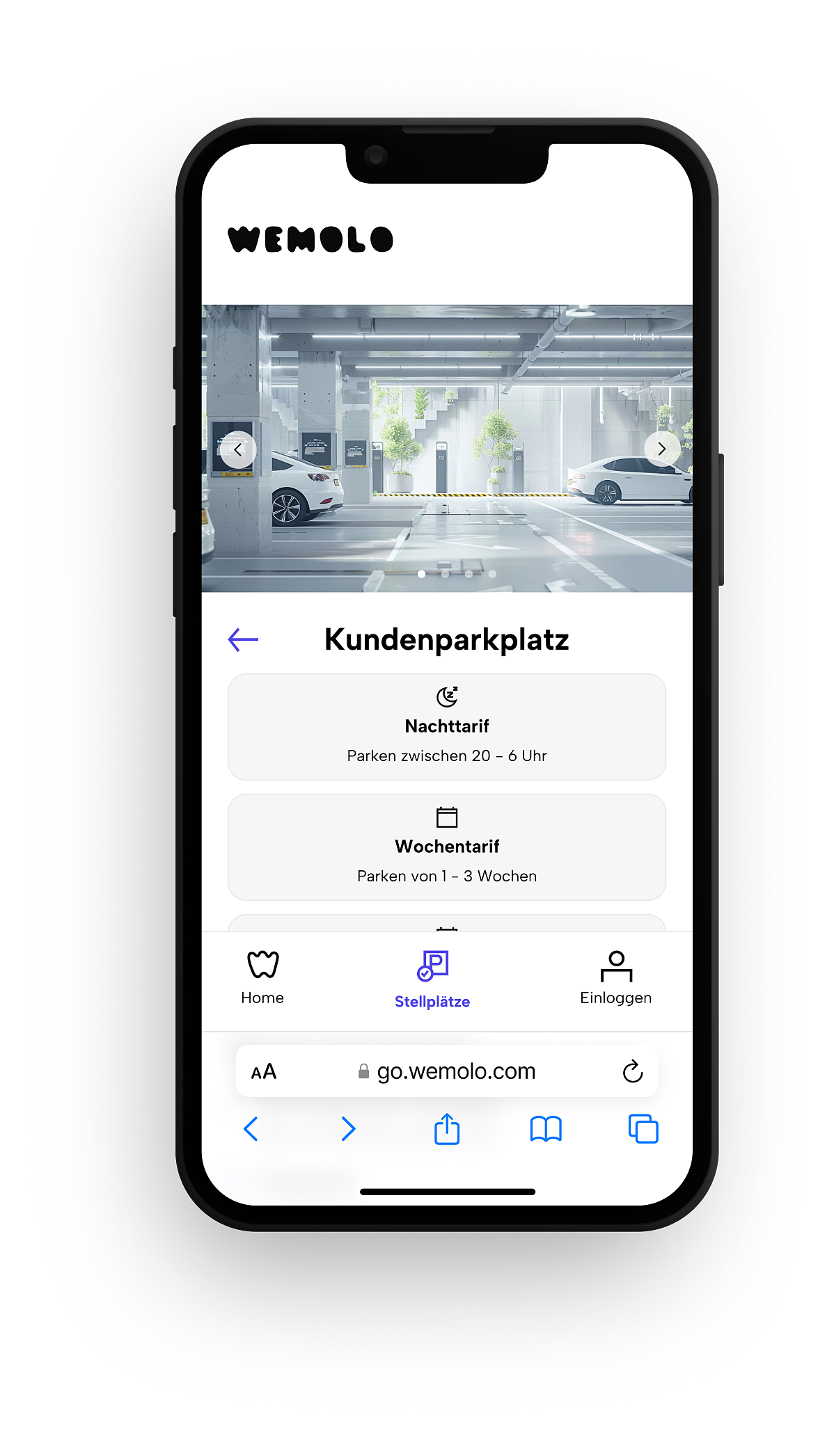 Per App zum Anwohnerparkplatz: Über die Web-Anwendung go.wemolo.com können Innsbrucker freie Supermarktstellplätze in ihrer Nähe finden, buchen und direkt bezahlen – wahlweise tageweise, wöchentlich oder im Monats-Abo.