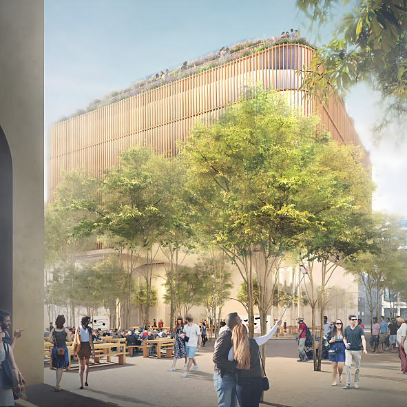 Georg-Kronawitter-Platz mit geplanter Begrünung und Aufenthaltsqualität im zentralen Platzbereich.