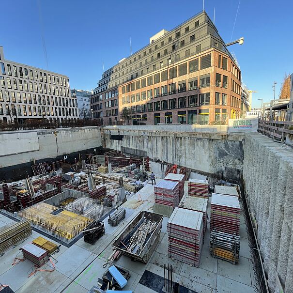 Büroneubau MONACO Baustelle im Werksviertel 